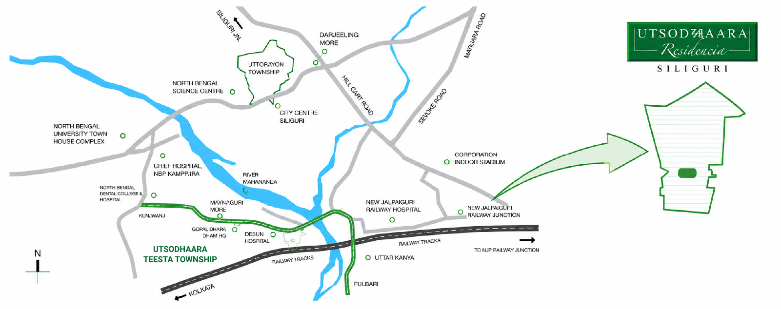Utsodhaara Teesta Township &mdash; location & connectivity map
